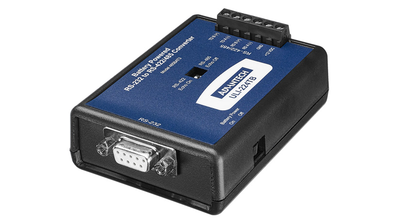 Serial Converter, RS-232 DB9 F to RS-422/485 TB, Batter Power Ability